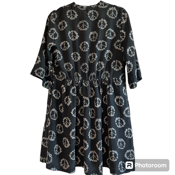 Sandro Paris Black Silk Flower Peace Sign Short Dress - Picture 4 of 8